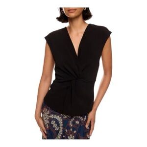 Tanya Taylor Alyssa Top V Neck Cap Sleeves Black Crepe Size Medium